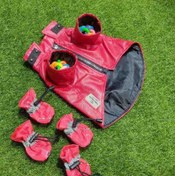 تصویر کاپشن چرمی سگ ،لباس حیوانات سگ گربه،لباس گرم به سایزبندی در پایین صفحه دقت فرمایید