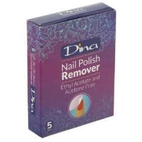 تصویر دستمال لاک پاک کن فاقد استون دینا ۵ عددی Dina Flower Polish Remover Pad 5pcs