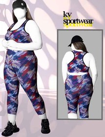 تصویر ست نیم تنه لگ سایز بزرگ ورزشی زنانه کد 006 Womens big size sports bra set code 006