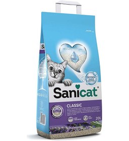 تصویر خاک گربه کلاسیک با رایحه اسطوخودوس و کنترل بو - ۲۰ لیتر برند sanicat Classic Lavender Oxygen Odour Control Litter 20Liters