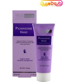 تصویر فیس دوکس کرم مناسب تیرگی ها و لک های پوست دست پیگمازوم ا Face Doux Pigmasome Hand Cream Face Doux Pigmasome Hand Cream