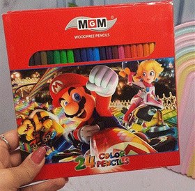 تصویر مدادرنگی 24 رنگ مقوایی MGM مداد رنگی 24 رنگ ام جی ام