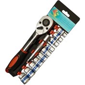 تصویر آچار بکس ریلی ۱۲ عددی | دسته جغجغه‌ای، سری‌های فولادی و ریل مقاوم 