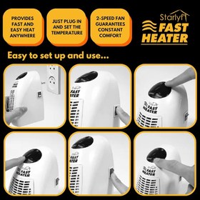 تصویر بخاری برقی ،هیتر برقی فن دار 400 وات، برند Starlyf Starlyf Fast Heater Fan Heater Energy Saving Mini Heater Socket Heater, 400W, Portable and Compact, with Adjustable Thermostat, 180° Rotatable Plug