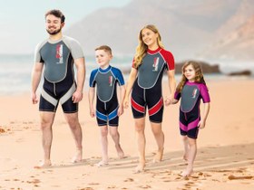 تصویر (وتسوت) لباس غواصی و ورزش های آبی ۳ میل NLAU بچگانه نیم تنه آبی Neoprene wetsuit