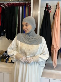 تصویر مقنعه حجاب زیرشالی طوسی 