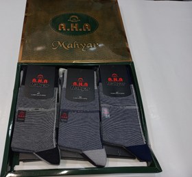 تصویر جوراب مهیار طرح دار (AHA) جنس اعلاء ساقدار مردانه men mahyar aha long socks