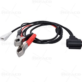 تصویر کابل باتری (مثبت و منفی) و 2پین نری به مادگی 16پین REFACO OBDII OBDII 16PIN FEMALE TO 2PIN MALE AND 2CLIP CABLE 