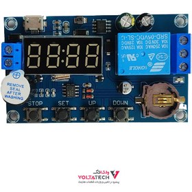 تصویر ماژول تایمر و ساعت XY-BJ ورودی Micro USB همراه با رله و نمایشگر 