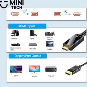 تصویر کابل HDMI به DP مینی تک 1.8 متری 