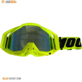 تصویر عینک موتور سواری کراسی زرد | برند 100% کد 13 Yellow motorcycle riding glasses 100% code 13