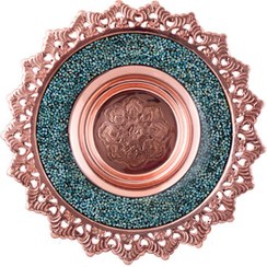 تصویر بشقاب فیروزه کوبی بزرگ آقاجانی مدل شبکه بری کد 20 