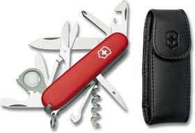 تصویر چند ابزار Victorinox Army Swiss ، چاقوی جیب اکسپلورر با کیف چرم ، قرمز 