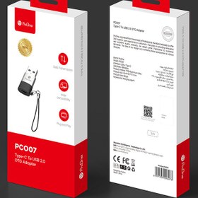 تصویر مبدل usb-C به USB پرووان مدل PCO07 مشکی کابل تبدیل