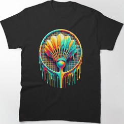 تصویر تیشرت بدمینتون توپ و راکت BADMINTON