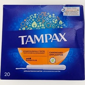 تصویر تامپون تامپکس سوپر پلاس tampax super plus (قدرت جذب خیلی بالا) تعداد 20 عددی 