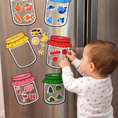 تصویر مگنت یخچالی بطری طبقه بندی رنگ ها 