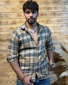 تصویر پیراهن پشمی چهار خونه مردانه Men's double-breasted woolen shirt