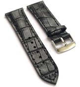 تصویر بند ساعت چرم کروکدیل مشکی 