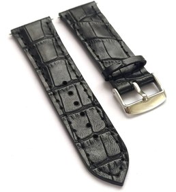 تصویر بند ساعت چرم کروکدیل مشکی 