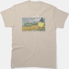 تصویر تیشرت باب اسفنجی Wheat Field With Cypresses Spongebob Wheat Field With Cypresses t-shirt