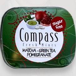 تصویر قرص خوشبو کننده دهان کامپس (Compass) – طعم ماچا و انار بدون قند – 14 گرم 