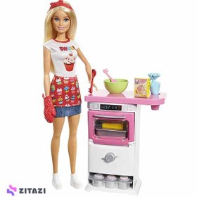 تصویر عروسک باربی شیرینی پز مدل Barbie Pastry Chef Doll and Bakery Play Set - زمان ارسال 15 تا 20 روز کاری 