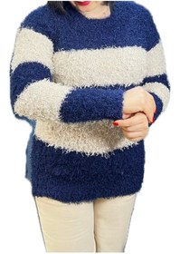 تصویر بافت زنانه راه راه پهن پرز بلند women-wide-stripe-long-pile-knitwear