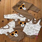 تصویر ست نوزادی لباس تیکه ای طرح خرس عینکی سایز ۰ تا ۳ ماه 