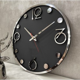 تصویر ساعت دیواری چوبی مدرن مدل لیدی (نقره ای) 