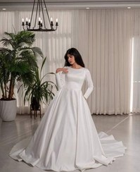 تصویر لباس عروس ساتن مینیمال Lebas aroos minimal