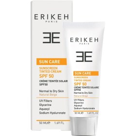 تصویر ضد آفتاب رنگی پوست خشک و نرمال رنگ بژ روشن اریکه Erikeh Tined Cream SPF50 Natural Beige