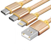 تصویر کابل تبدیل USB به microUSB / لایتینگ /USB-C ایکس-انرژی مدل X-303 طول 1 متر charge cable x-energy x-303