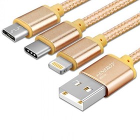 تصویر کابل تبدیل USB به microUSB / لایتینگ /USB-C ایکس-انرژی مدل X-303 طول 1 متر charge cable x-energy x-303