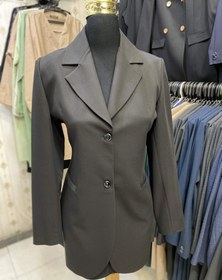 تصویر مانتو شلوار اداری مدل کتی دمپا مشکی و سرمه ای 