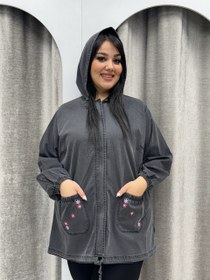 تصویر کت جین کلاهدار جیب طرح دار 154 