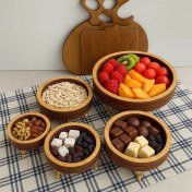 تصویر ست پذیرایی ۵ تیکه چوبی پایه دار 