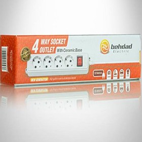 تصویر پریز 4 خانه ارت دار نیکان با کابل 1.8 متری بهداد الکتریک 