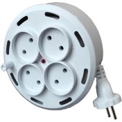 تصویر رابط برق امگا (Omega) مدل 4 خانه سیم جمع شو 7 متری 