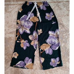 تصویر شلوار تمام نخ راحتی زنانه خانگی وارداتی نرم و راحت با کیفیت طرح دار - گلدار تیره 