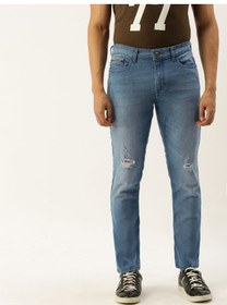 تصویر شلوار جین مردانه آبی از جنس پنبه و الاستین با فیت باریک برند the indian garage co Men Blue Cotton Elastane Slim Fit Jeans