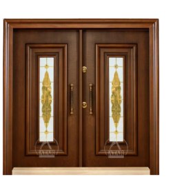 تصویر درب لابی روکش راش با شیشه دکوراتیو کد 505 