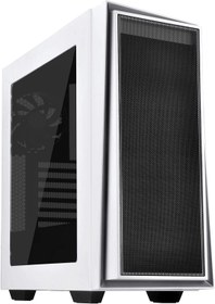 تصویر کیس رایانه ای SilverStone Technology ATX با پنل جانبی شیشه ای کامل با رنگ سفید با LED های آبی SST-RL07W-G 
