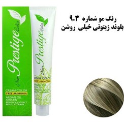 تصویر رنگ مو نیو پرستیژ (بدون آمونیاک ) اصلی شماره9.3 بلوند زیتونی خیلی روشن -NEW PRESTIGE COLOR 