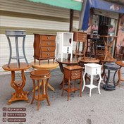 تصویر میز تلفن و میز آباژور مدل ایفل تک کشو رنگ طوسی و نوک مدادی 