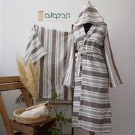 تصویر حوله تنپوش نخی سنتی یزدی طرح آیهان قهوه ای Yazdi traditional cotton bodysuit towel