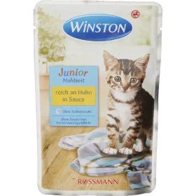 تصویر پوچ بچه گربه وینستون طعم مرغ در سس 100 گرم (بسته بندی جدید) Winston Pouch Mit Huhn In Huhnerfond 100g