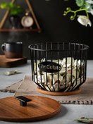 تصویر شکلات خوری بلوط فلزی درب بامبو مشکی 