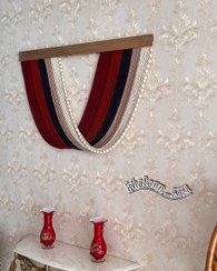 تصویر بومریس مکرومه رنگی طیف زرشکی 