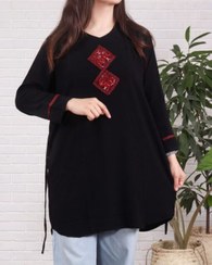 تصویر تونیک زنانه مشکی آستین بلند جنس نخی کد ۴۱ 